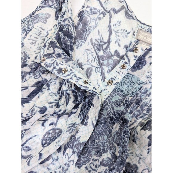 Converse One Star Women's XS Loose Fit Blue Floral Sheer Sleeveless Pleated Top - Picture 11 of 11